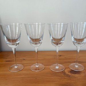 4 Blown Glass Water / Wine Goblets Glasses w/ Bubble Spiral 9"